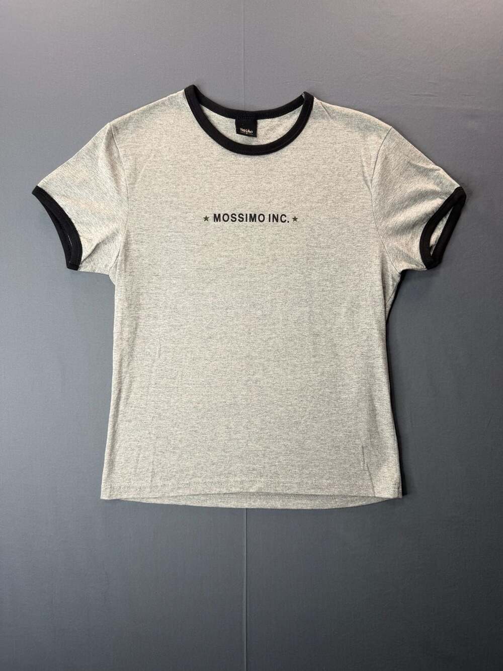 Vintage Women’s 90’s Y2K Mossimo Inc Gray Ringer T-Shirt Size Large Skater